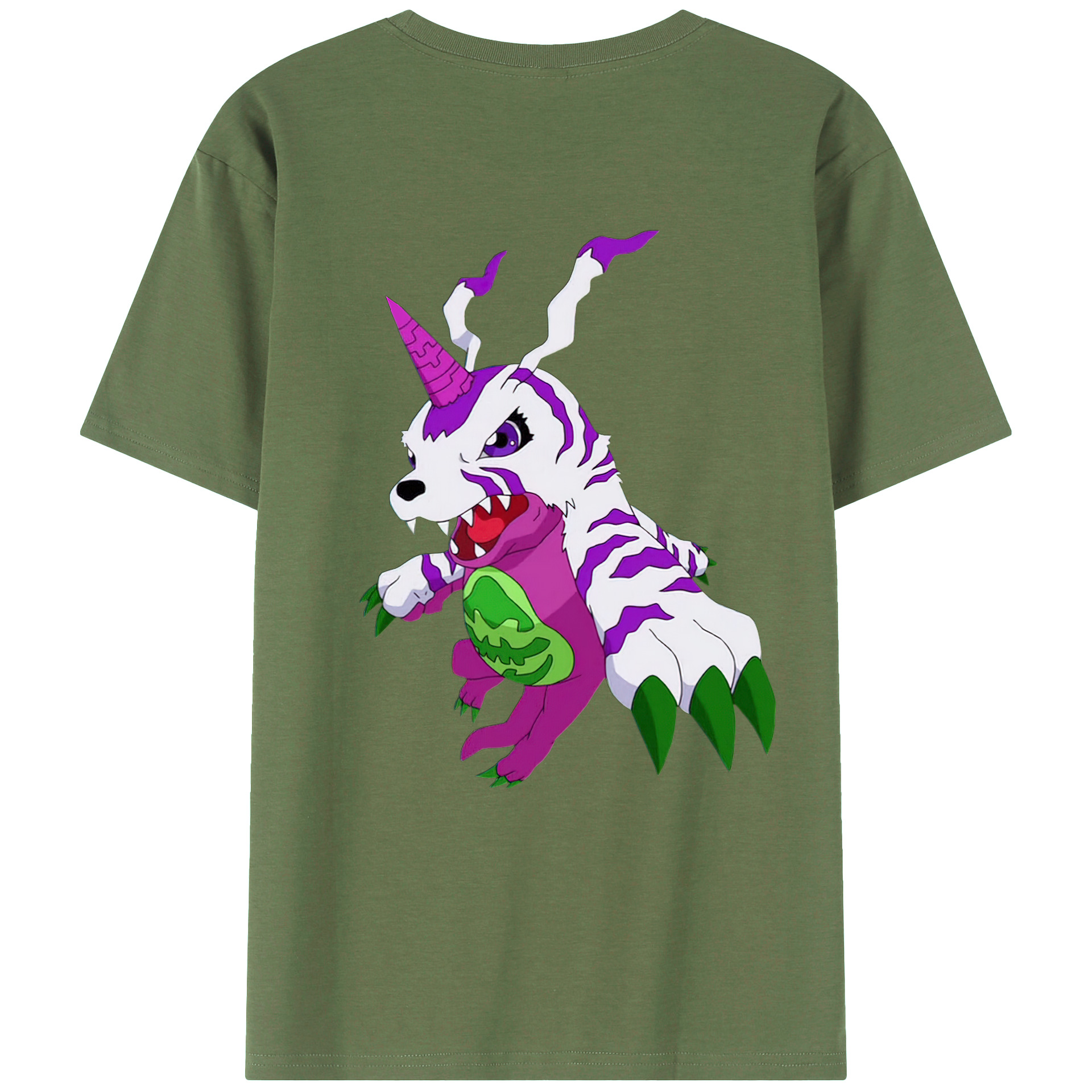 （画像用） Digimon デジタルモンスター/デジモン 綿100％ メンズ半袖Tシャツ（バックプリント） 通気性